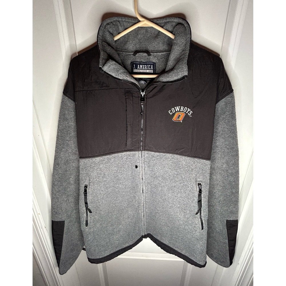 Vintage Y2k NCAA Oklahoma State Cowboys Embroidery Logo‎ Fleece Full Zip Jacket